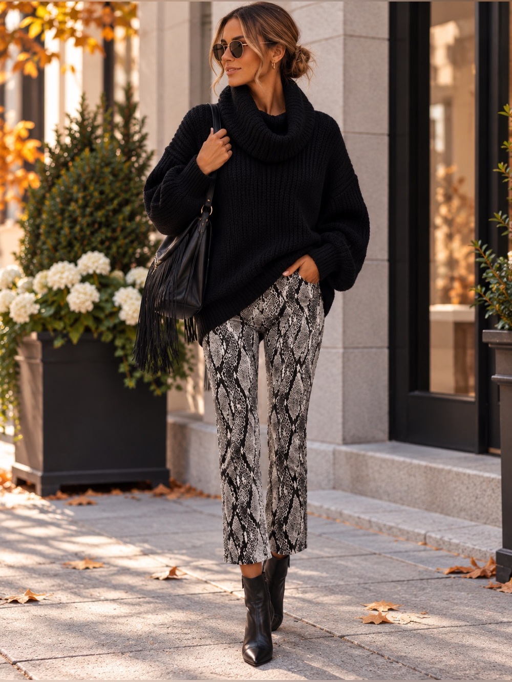 Alice + Olivia - Gloriane Snake Print Zip Crop Pants - Sz 6